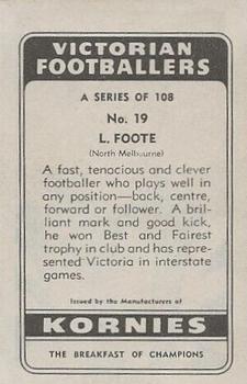 1949 Kornies Victorian Footballers #19 Les Foote Back